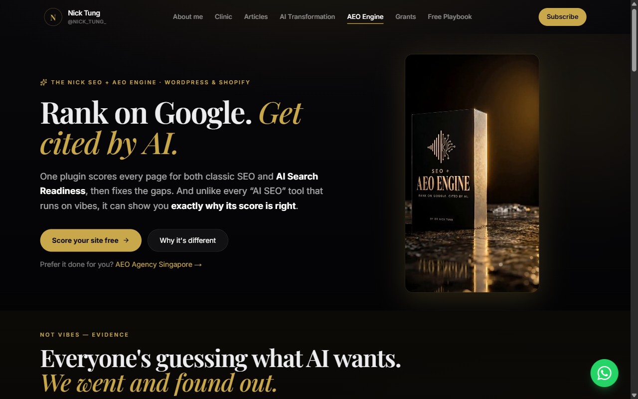 Screenshot of SEO + AEO Engine